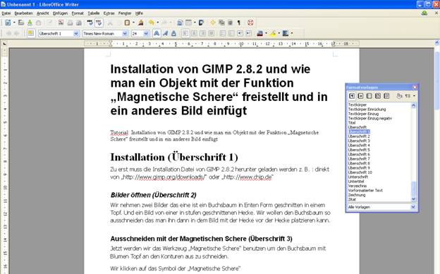 Inhaltsverzeichnis erstellen mit LibreOffice Writer